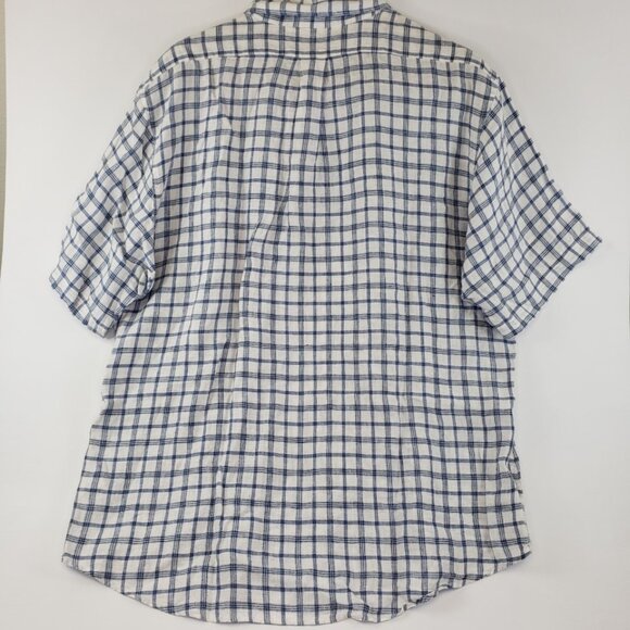 Brooks Brothers XL Regent Shirt Linen Short Sleeve Preppy Casual Plaid Shirt Men - Picture 5 of 8